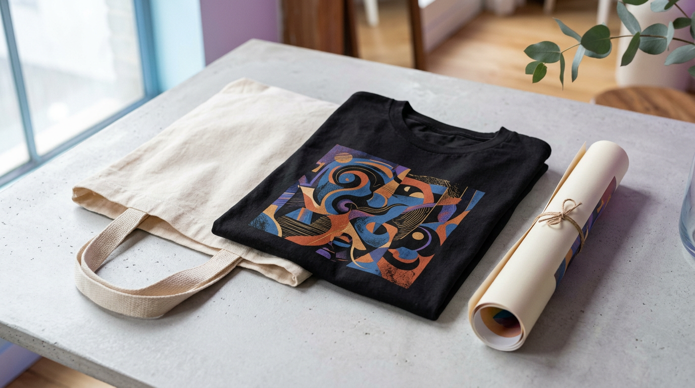 Band T-shirt and tote bag mockups for print-on-demand merch