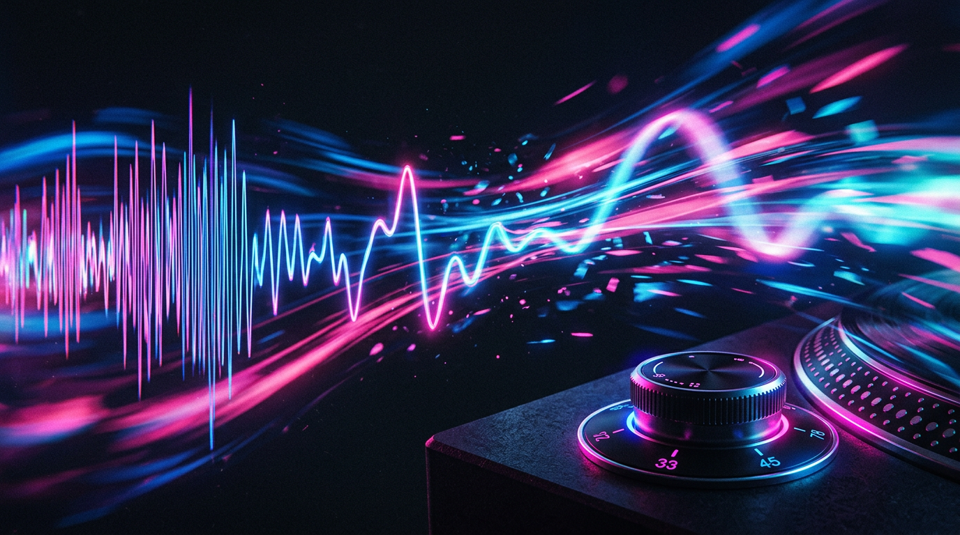 Waveform being sped up, representing sped-up song versions