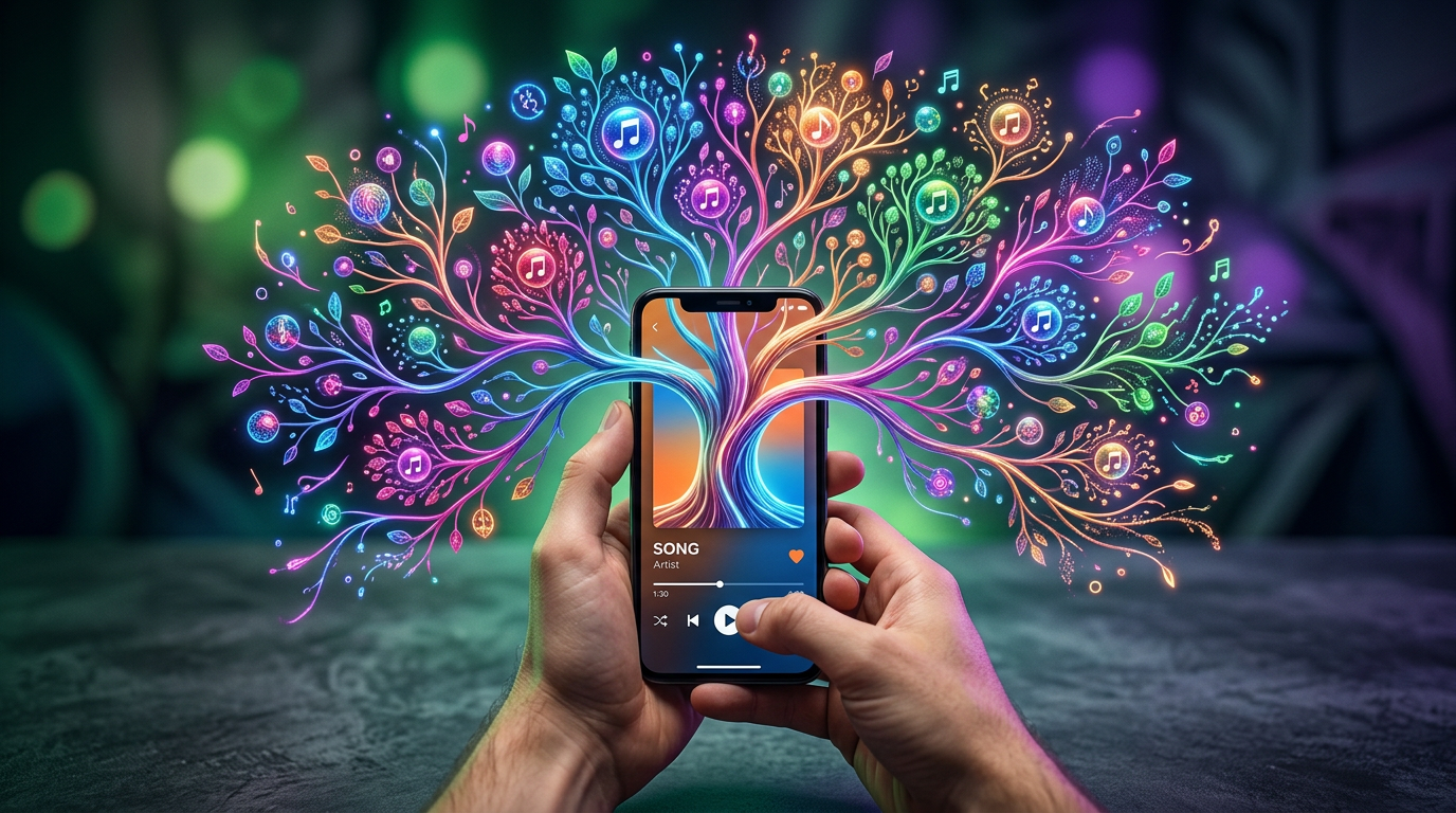 One song branching into multiple fan-made versions on a phone